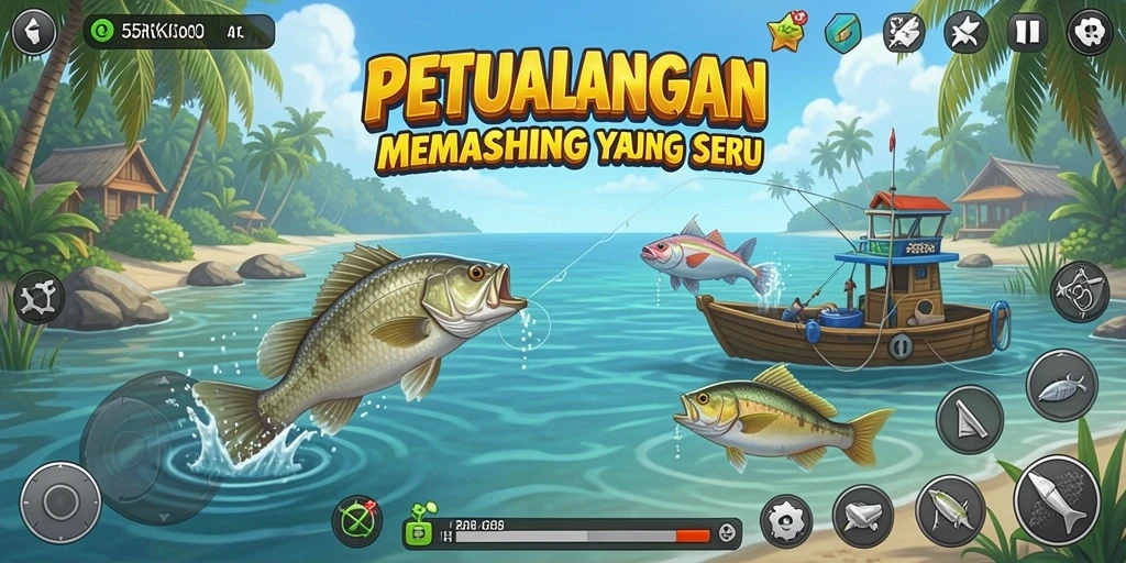 Tampilan menarik dari gameplay memancing 55RK yang seru.