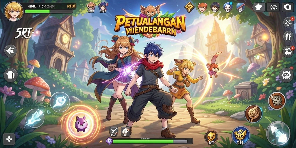 Tampilan gameplay seru dalam game Anime 5RT.