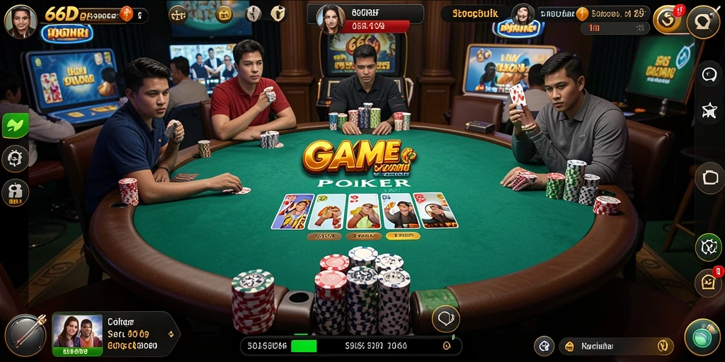 Tampilan gameplay Poker yang seru dan mendebarkan