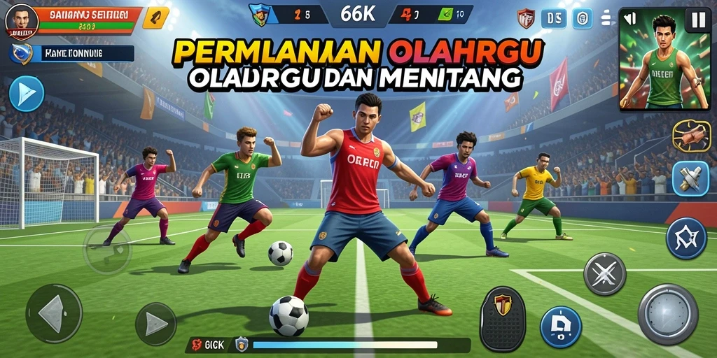 Tampilan gameplay seru dalam pertandingan olahraga di 66K.