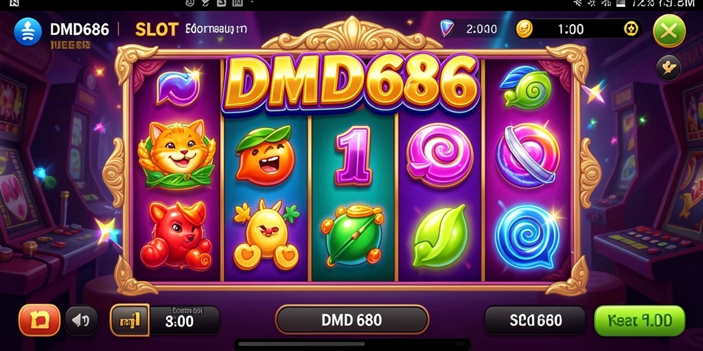 Screenshot permainan DMD686 menunjukkan gameplay Slot yang menegangkan.