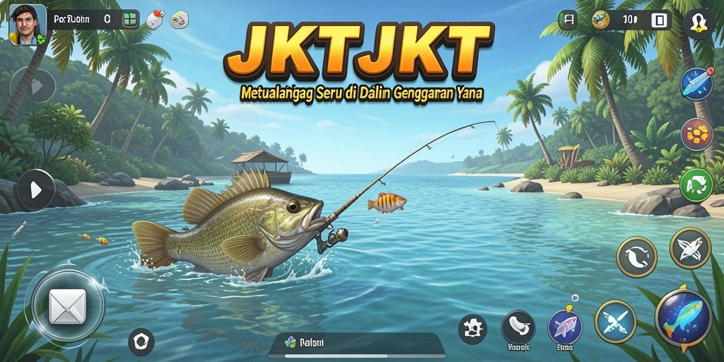 Screenshot JKTJKT menunjukkan aksi memancing yang seru dan visual yang menakjubkan.