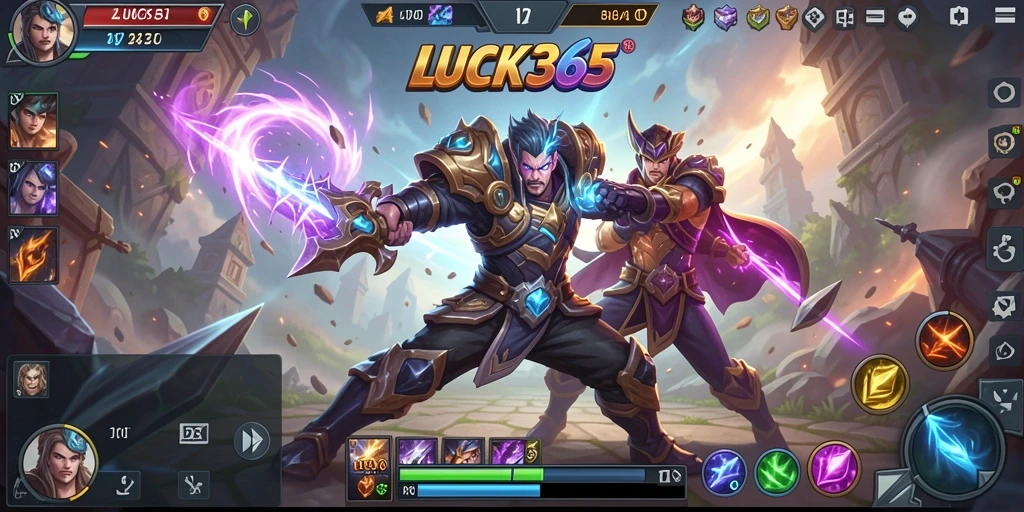 Tangkapan layar gameplay LUCK365 yang menunjukkan aksi seru pertarungan MOBA.