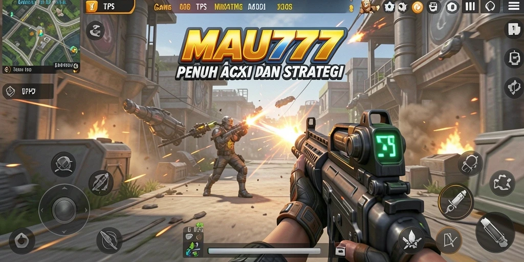 Tampilan gameplay MAU777 dalam pertarungan TPS yang intens.