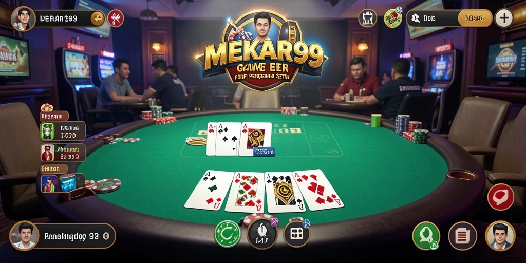 Screenshot MEKAR99 menunjukkan aksi seru dalam permainan Poker.