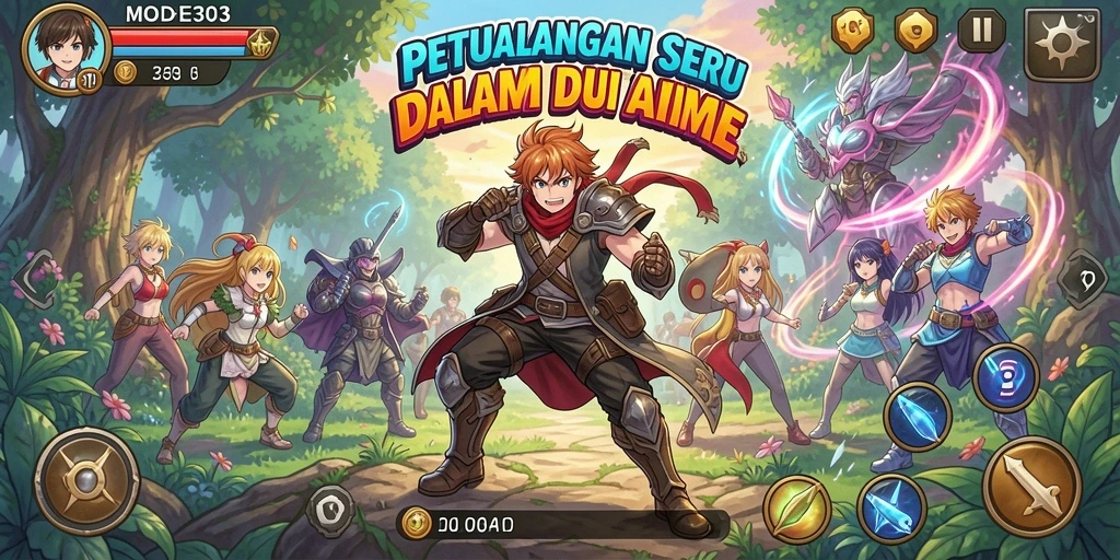 Tampilan menakjubkan dari karakter dan aksi dalam game Anime.